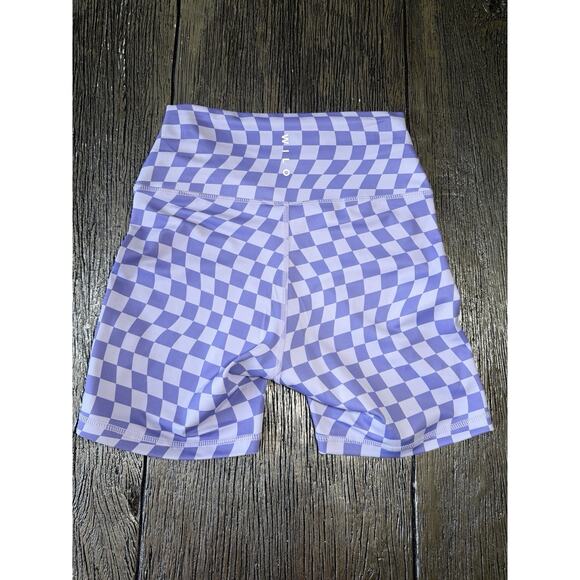 Wilo The Label Purple Checker Biker Shorts Size Small - Picture 6 of 7